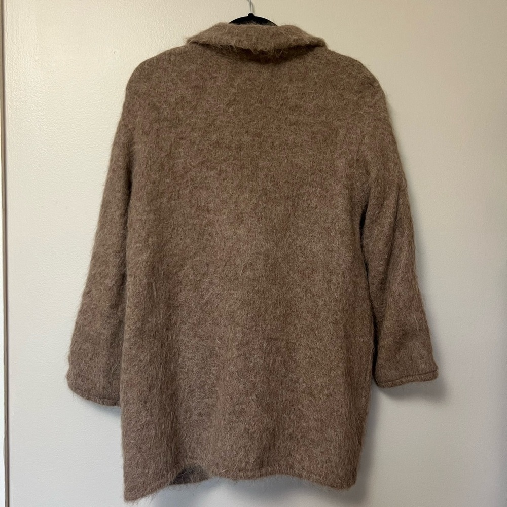 Zara Brown Alpaca button front longline Oversized Jacket/cardigan Cozy Fit - Picture 4 of 10